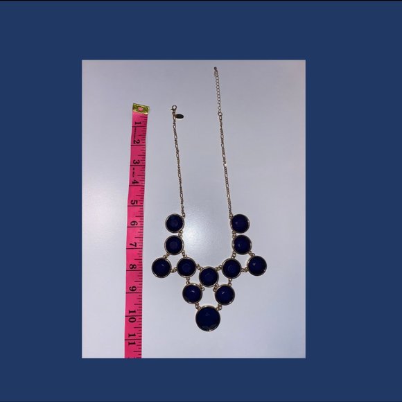 Adjustable Royal Blue & Gold Statement Necklace - Picture 4 of 4